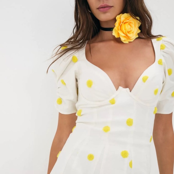 For Love & Lemons 🍋 Claude Mini Dress White, NWT - Picture 2 of 4